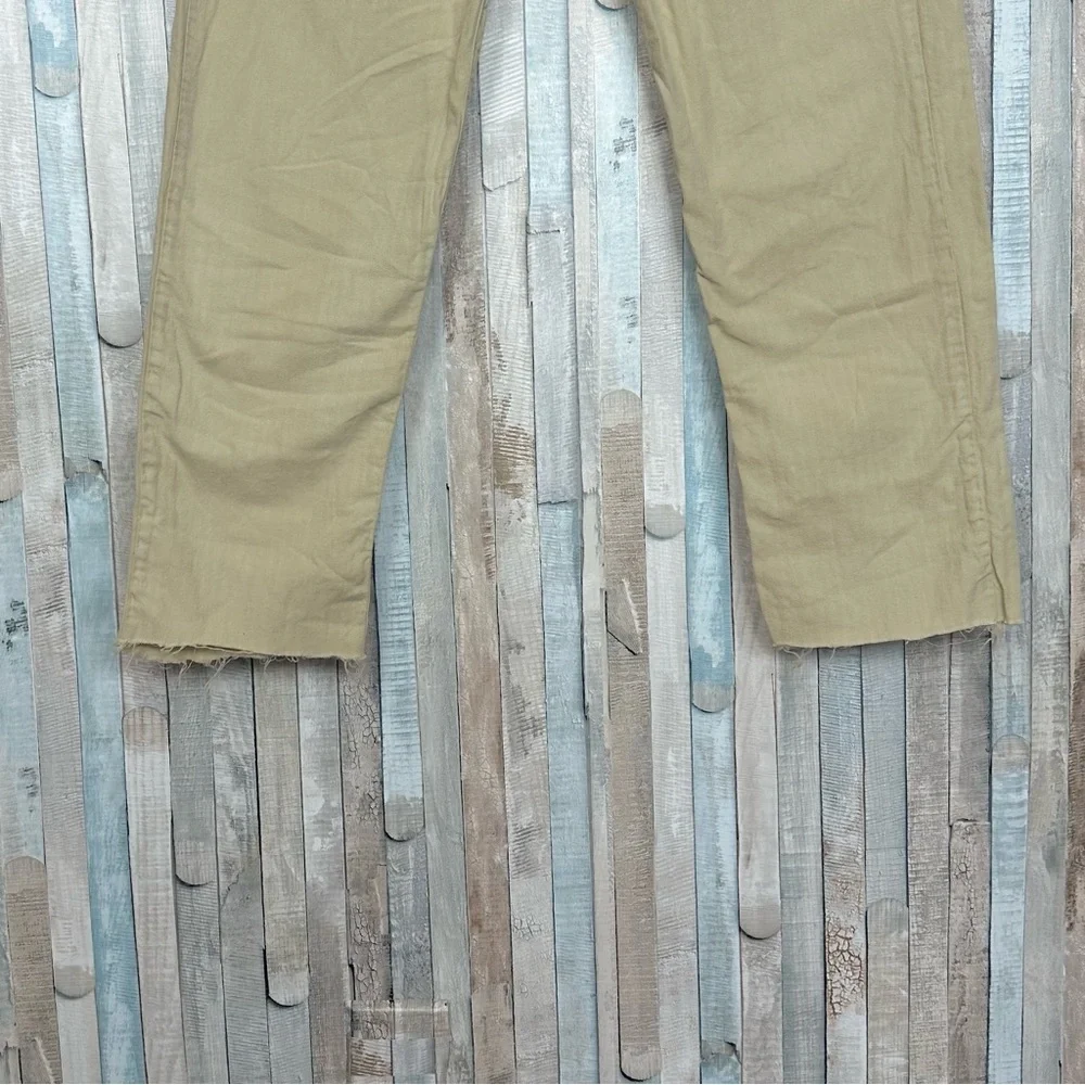 Adam Mar S Tan Cotton Linen Twill Trouser Pants Drawstring Minimalist Casual